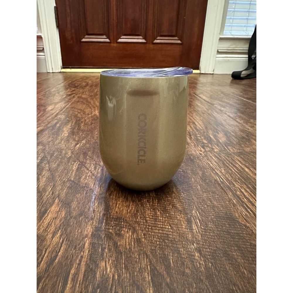Corkcicle Champagne Gold Tumbler Insulated Reusable Travel‎ Slide Lid Modern